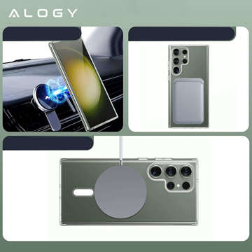 Etui do MagSafe Alogy Ring Mag Clear Case do ładowarek Qi do Samsung Galaxy S23 Ultra Przezroczysty