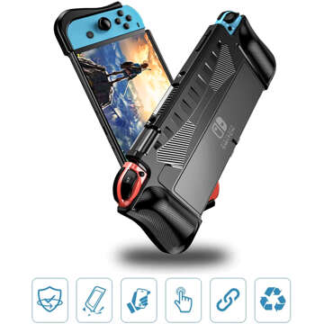 Etui do Nintendo Switch OLED obudowa case pokrowiec grip wzmocniony Alogy Czarne