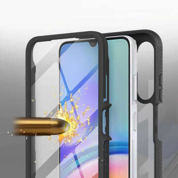 Etui do Samsung Galaxy A05s pancerne obudowa + ochrona osłona na ekran Case 360 Defense czarno-przezrooczyste