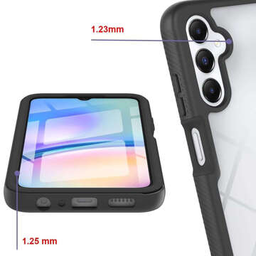 Etui do Samsung Galaxy A05s pancerne obudowa + ochrona osłona na ekran Case 360 Defense czarno-przezrooczyste