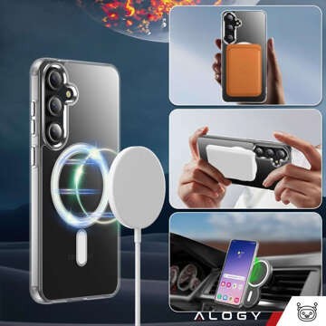 Etui do Samsung Galaxy S23 FE Plus Mag Safe Hybrid Case obudowa plecki Cover Anti-Shock Clear Alogy Przezroczyste + Szkło