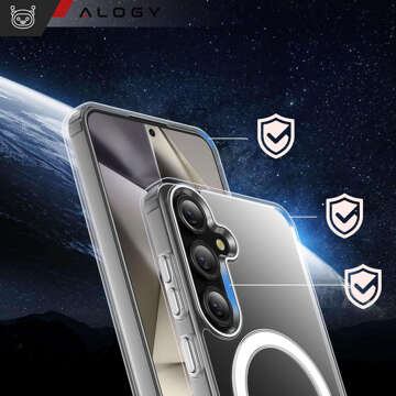 Etui do Samsung Galaxy S23 FE Plus Mag Safe Hybrid Case obudowa plecki Cover Anti-Shock Clear Alogy Przezroczyste + Szkło