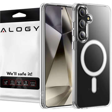 Etui do Samsung Galaxy S23 FE Plus Mag Safe Hybrid Case obudowa plecki Cover Anti-Shock Clear Alogy Przezroczyste + Szkło