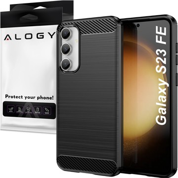 Etui do Samsung Galaxy S23 FE pancerne plecki obudowa na telefon case Alogy Carbon Silicone czarne + Szkło