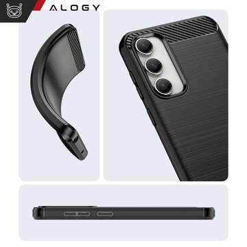 Etui do Samsung Galaxy S23 FE pancerne plecki obudowa na telefon case Alogy Carbon Silicone czarne + Szkło