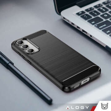 Etui do Samsung Galaxy S23 FE pancerne plecki obudowa na telefon case Alogy Carbon Silicone czarne + Szkło