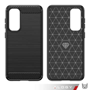 Etui do Samsung Galaxy S23 FE pancerne plecki obudowa na telefon case Alogy Carbon Silicone czarne + Szkło