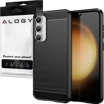 Etui do Samsung Galaxy S23 FE pancerne plecki obudowa na telefon case Alogy Carbon Silicone czarne + Szkło