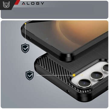 Etui do Samsung Galaxy S23 FE pancerne plecki obudowa na telefon case Alogy Carbon Silicone czarne + Szkło