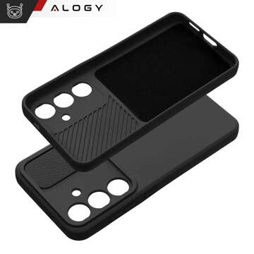 Etui do Samsung Galaxy S24+ Plus pancerne obudowa ochrona osłona aparatu Slide Camshield Case Alogy czarne + Szkło