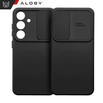 Etui do Samsung Galaxy S24+ Plus pancerne obudowa ochrona osłona aparatu Slide Camshield Case Alogy czarne + Szkło