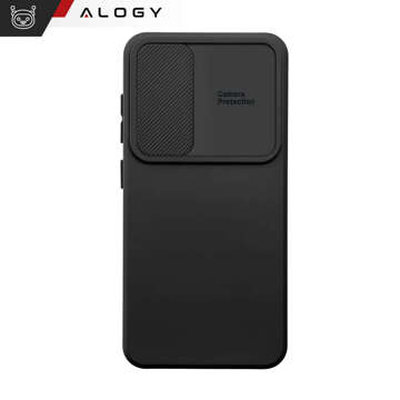 Etui do Samsung Galaxy S24+ Plus pancerne obudowa ochrona osłona aparatu Slide Camshield Case Alogy czarne + Szkło