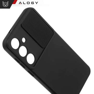 Etui do Samsung Galaxy S24+ Plus pancerne obudowa ochrona osłona aparatu Slide Camshield Case Alogy czarne + Szkło