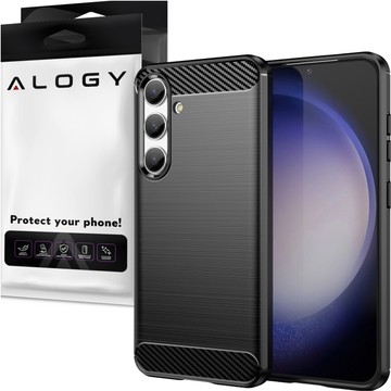 Etui do Samsung Galaxy S24+ Plus pancerne plecki obudowa na telefon case Alogy Carbon Silicone czarne + Szkło