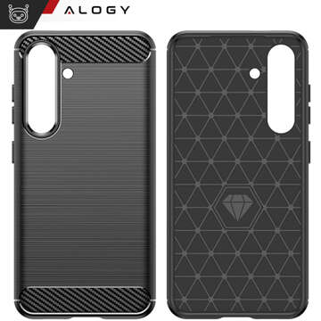 Etui do Samsung Galaxy S24+ Plus pancerne plecki obudowa na telefon case Alogy Carbon Silicone czarne + Szkło