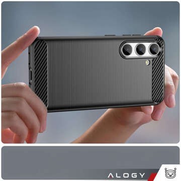 Etui do Samsung Galaxy S24+ Plus pancerne plecki obudowa na telefon case Alogy Carbon Silicone czarne + Szkło