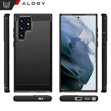 Etui do Samsung Galaxy S24 Ultra pancerne plecki obudowa na telefon case Alogy Carbon Silicone czarne