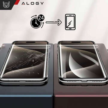 Etui do Samsung Galaxy S24 pancerne obudowa + folia na ekran hydrożelowa Case 360 Defense Pro Alogy czarne