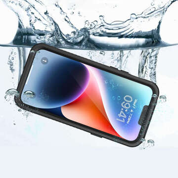 Etui do iPhone 14 wodoodporne pancerne 360 Case Hybrid ochrona aparatu obiektywów IP68 Waterproof czarne