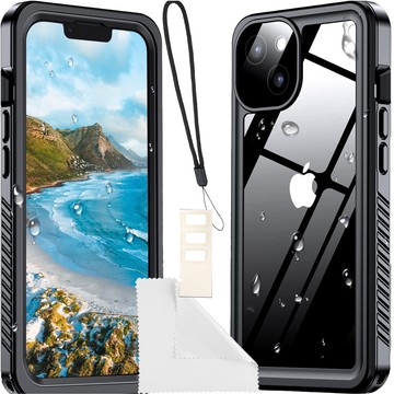 Etui do iPhone 14 wodoodporne pancerne 360 Case Hybrid ochrona aparatu obiektywów IP68 Waterproof czarne