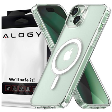 Etui do iPhone 15 MagSafe obudowa Hybrid Case Cover Shock Clear Alogy Przezroczyste + Szkło