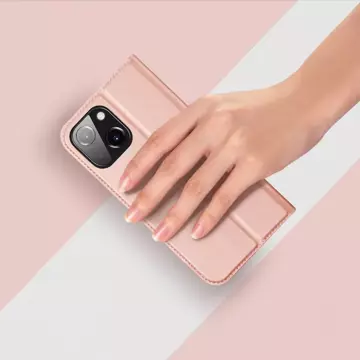 Etui do iPhone 15 Plus pokrowiec z klapką i portfelem Dux Ducis Skin Pro - różowe