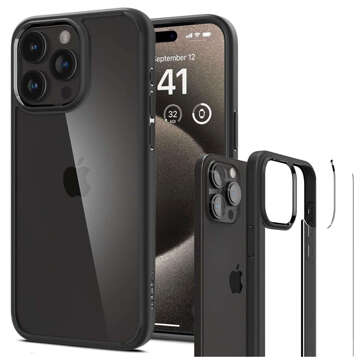 Etui do iPhone 15 Pro Max Spigen Ultra Hybrid Case obudowa plecki Matte Black + Szkło