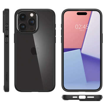 Etui do iPhone 15 Pro Max Spigen Ultra Hybrid Case obudowa plecki Matte Black + Szkło