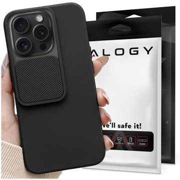 Etui do iPhone 15 Pro Slide Case z osłoną na obiektyw aparat obudowa matowe czarne Alogy Soft Matt