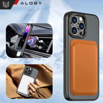 Etui do iPhone 15 Pro obudowa 360 Ring Case pancerne czarne matowe magnes do uchwytu Alogy