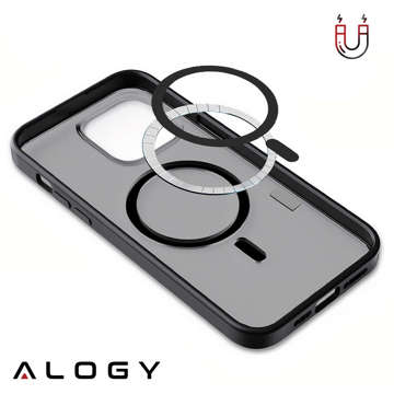 Etui matowe Alogy MagCase do MagSafe obudowa z pierścieniem magnetycznym do Apple iPhone 12/ 12 Pro Czarne