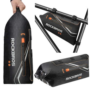 Etui na rower wodoodporne RockBros Waterproof Bicycle Front Frame Bag torba na rower pod ramę roweru 3.5L Czarna