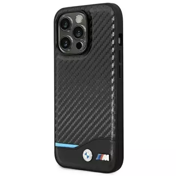 Etui na telefon BMW BMHCP14L22NBCK do Apple iPhone 14 Pro 6,1" czarny/black Leather Carbon