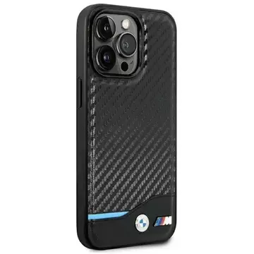 Etui na telefon BMW BMHCP14L22NBCK do Apple iPhone 14 Pro 6,1" czarny/black Leather Carbon