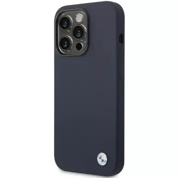 Etui na telefon BMW BMHCP14LSILNA do Apple iPhone 14 Pro 6,1" granatowy/navy Silicone Metal Logo