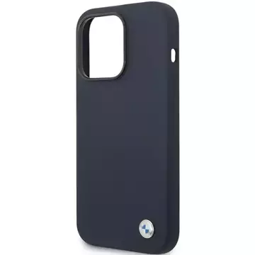 Etui na telefon BMW BMHCP14LSILNA do Apple iPhone 14 Pro 6,1" granatowy/navy Silicone Metal Logo