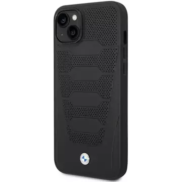 Etui na telefon BMW BMHCP14S22RPSK do Apple iPhone 14 6,1" czarny/black Leather Seats Pattern