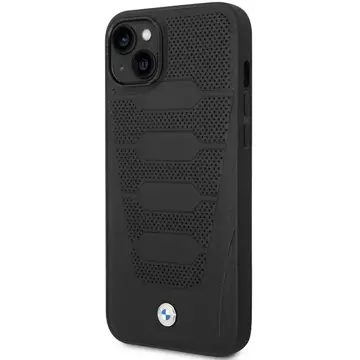 Etui na telefon BMW BMHCP14S22RPSK do Apple iPhone 14 6,1" czarny/black Leather Seats Pattern