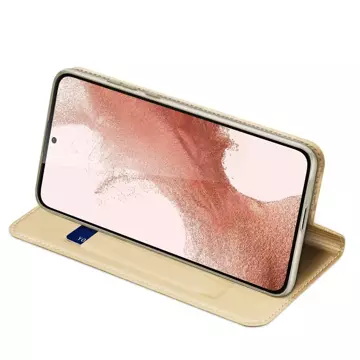 Etui na telefon Dux Ducis Skin Pro do Samsung Galaxy S23 pokrowiec z klapką portfel na kartę podstawka złote