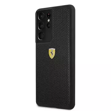 Etui na telefon Ferrari Hardcase do Samsung Galaxy S21 Ultra czarny/black hardcase On Track Perforated