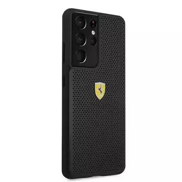 Etui na telefon Ferrari Hardcase do Samsung Galaxy S21 Ultra czarny/black hardcase On Track Perforated