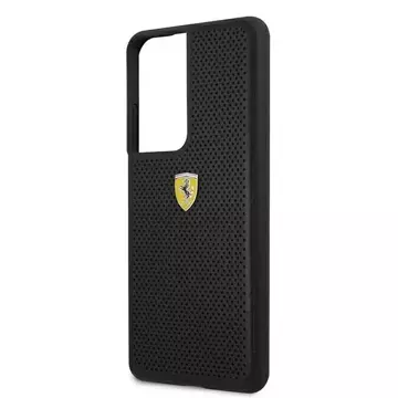 Etui na telefon Ferrari Hardcase do Samsung Galaxy S21 Ultra czarny/black hardcase On Track Perforated