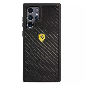 Etui na telefon Ferrari Hardcase do Samsung Galaxy S22 Ultra czarny/black hardcase On Track Real Carbon