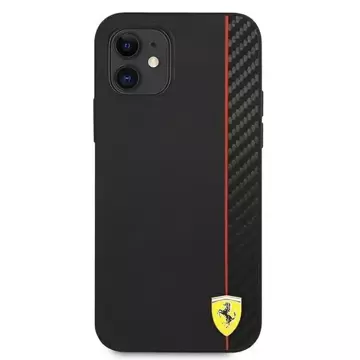 Etui na telefon Ferrari iPhone 12 mini 5,4" czarny/black hardcase On Track Carbon Stripe