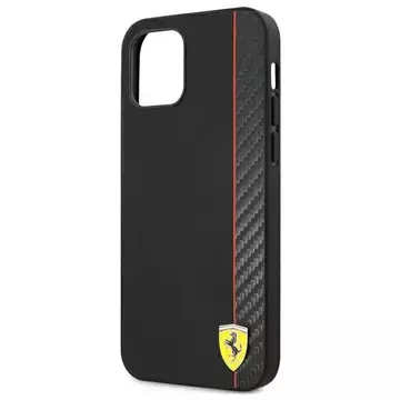 Etui na telefon Ferrari iPhone 12 mini 5,4" czarny/black hardcase On Track Carbon Stripe