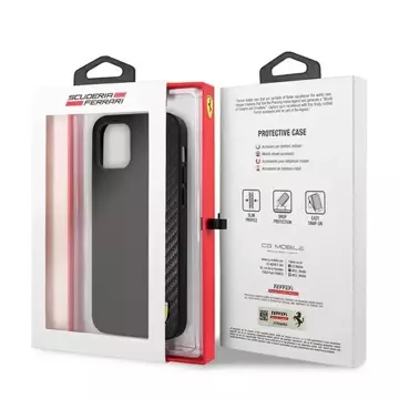 Etui na telefon Ferrari iPhone 12 mini 5,4" czarny/black hardcase On Track Carbon Stripe