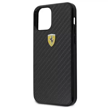 Etui na telefon Ferrari iPhone 12 mini 5,4" czarny/black hardcase On Track Real Carbon