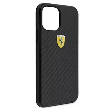 Etui na telefon Ferrari iPhone 12 mini 5,4" czarny/black hardcase On Track Real Carbon