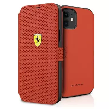 Etui na telefon Ferrari iPhone 12 mini 5,4" czerwony/red book On Track Perforated 