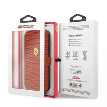 Etui na telefon Ferrari iPhone 12 mini 5,4" czerwony/red book On Track Perforated 